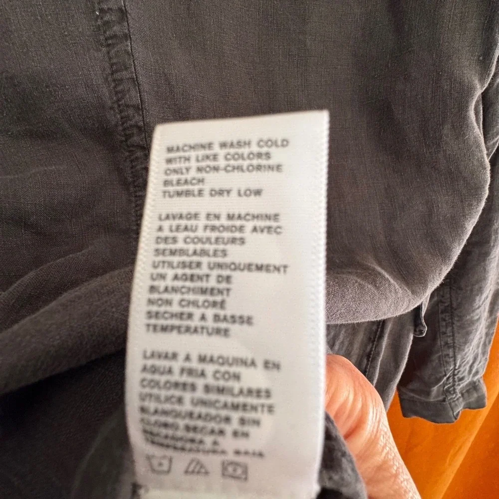 James Perse Women's 100% Linen Double Breasted Blazer Charcoal‎ Grey Size S